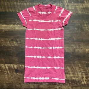 lululemon athletica Pink and White Short Sleeve Tee